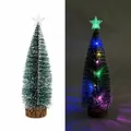 Mini-Weihnachtsbaum mit Schneeeffekt und bunten LED-Lichtern für die Tischdekoration - Bunter Lichtstil / 28cm / Grün mit Schnee
