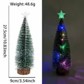 Mini snow-tipped Christmas tree tabletop decor with colorful LED lights for holiday - Colored Light Style / 28cm / Green with Snow