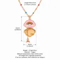 Vergoldete Regenbogen-Wolken-Medaillon-Halskette mit bunten Perlen und Maßangaben - Regenbogen Pink Wolke Medaillon Stil