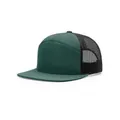 Dunkelgrüne 7-Panel-Trucker-Mütze mit schwarzem Mesh-Rücken zur Gestaltung - Dunkelgrün