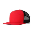 Rote und schwarze 7-Panel Trucker-Mütze mit flachem Schirm und Netz für individuelle DIY - Rot