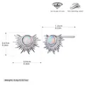 Elegant 925 sterling silver sunburst stud earrings featuring synthetic opal and zircon stones - 925 Silver / 925 Silver White Gold Plated - White