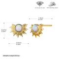S925 sterling silver sun-shaped stud earrings featuring a central round white opal - 925 Silver / 925 Silver Gold Plated - White