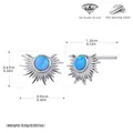 Elegant S925 sterling silver sunflower stud earrings with a stunning blue opal gemstone - 925 Silver / 925 Silver White Gold Plated - Blue