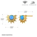 Sterling silver S925 sunflower stud earrings with blue opal stone and dimensions - 925 Silver / 925 Silver Gold Plated - Blue