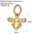Image détaillée d'un pendentif abeille doré serti de zircons pour bijoux DIY - Style Petite Abeille Zirconia (24)