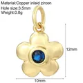 Pendentif fleur en or avec zircon bleu, breloque en cuivre 10x12mm pour bijoux DIY - Style Fleur Bleue Zirconia (25)