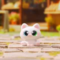 Cute white fuzzy cat figurine with heterochromatic eyes for desk decor - Little White Cat (3253) / White