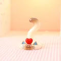 Adorable cream cat figurine with a long S-curve tail and red heart on its head - Ornament Series / 3070 Siamese Cat