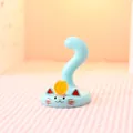 Adorable light blue cat resin figurine for desk decoration featuring a lucky gold coin - Ornament Series / 3071 Blue Cat