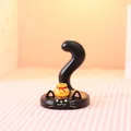 Adorable black cat resin figurine ornament with golden lucky bag and long curved tail decor - Ornament Series / 3072 Black Cat