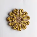 Bohemian style handmade woven straw flower wall decoration in yellow and natural brown - Yellow Flower Style / Diameter 15cm