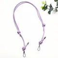 Verstellbarer lila Taschenriemen aus Leder mit Metallclips für Umhängetaschen - Silberner Plattenhaken / Hellviolett