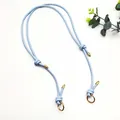 Verstellbarer hellblauer Taschenriemen aus Leder mit goldener Hardware für Schultertaschen - Goldene Ringschnalle / Hellblau