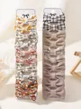 Floral and checkered bow hair clip sets on display cards for girls, multi-pattern hair accessories - 20 Pieces Set / Floral
