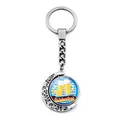 Decorative metal rotating moon keychain with Munich Oktoberfest beer festival theme - Double Beer Mugs Festival Logo (JY008652-2)