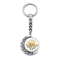 Silver metal Oktoberfest keychain with rotating moon pendant featuring beer theme - Three Draught Beers Wheat Decor (JY008652-7)