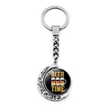 Munich Oktoberfest metal keychain with double-sided rotating beer time moon pendant - It's Beer Time Theme Design (JY008652-11)