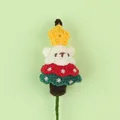 Detail shot of a handcrafted crochet Christmas tree with a cute bear head. - Christmas Tree Bear Doll Stem / Green