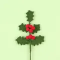 Handmade crochet Christmas holly branch with vibrant red berries and green leaves - Red Berry Stem (Snow 5 Series) / Dark Green