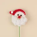 Tige de fleur Père Noël au crochet faite main pour décoration de bouquet de Noël - Branche Tête de Père Noël - Rouge