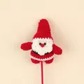 Handmade crochet Santa Claus decoration for Christmas flower bouquets and gift crafts. - 3D Santa Claus Doll Stem / Red White