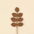 Detailed view of a hand-crocheted brown leaf branch for Christmas floral arrangements - Four Seasons Leaf Stem (Meng 4 Series) / Brown