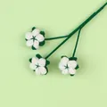 Branche de fleurs de coton au crochet blanc fait main pour décorations de Noël - Tige de Coton Large - Vert