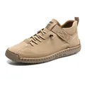 Chaussures montantes décontractées beiges cousues main avec semelle caoutchouc - 38 / Abricot