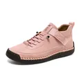 Chaussures décontractées roses cousues main avec semelle plate en caoutchouc pour femmes - 38 / Rose
