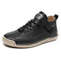 Bottines Martin décontractées noires cousues main avec semelle en caoutchouc blanc - 38 / Noir Semelle Jaune