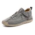 Chaussures plates décontractées grises cousues main avec lacets et bride réglable - 38 / Gris