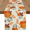 Chemin de table en lin avec citrouilles et feuilles pour décoration d'automne - Style Citrouille et Feuilles d'Automne (7)