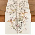 Runner da tavola in lino autunnale con motivo floreale su legno - Fiori Secchi Bacche Stile Botanico (12)