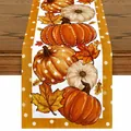 Chemin de table en lin d'automne avec motifs de citrouilles et érable - Style Citrouille et Feuilles d'Automne (18)