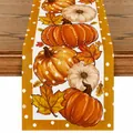 Runner da tavola autunnale in lino con zucche e foglie d'acero decoro - Stile Zucca e Foglie di Acero (18)