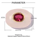 Detaillierte Produktparameter einer ovalen rosa Steinperle mit rotem Zirkon - Roter Stein Ovaler Anhänger (YK1135-2) / 2 Stück/Set / Rot