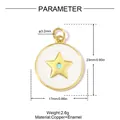 Detailed size specifications for gold star pendant made of copper and white enamel material - Star Style (VM009) / 5 Pieces