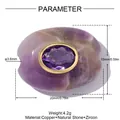 Detaillierte Produktparameter der violetten Natursteinperle mit Zirkonia-Inlay - Amethyst Ovaler Anhänger (YK1135-3) / 2 Stück/Set / Lila