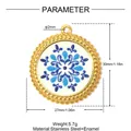 Detail view of mandala enamel stainless steel pendant with 27mm width and 30mm height - 27x30mm / Round Mandala (Blue White-YK1064)