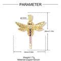 Dimensions détaillées du pendentif libellule plaqué or avec zircon et émail. - Libellule Dégradée (VK431)