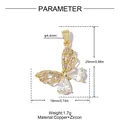 Mesures détaillées et spécifications du pendentif papillon en zircon plaqué or 18 carats - Papillon Géométrique en Zirconia (VK433)
