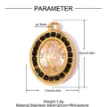 Detailed dimensions and material specs for the oval gold stainless steel zircon pendant - Oval Clear Zirconia (YK1228-2)
