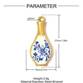 Blue and white porcelain vase pendant charm made of gold-plated stainless steel and enamel - Vase Shape (Medium-YK1069)