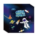 Detailweergave van feestservetten in ruimte-thema met astronauten- en raketillustraties - Sterrenhemel Thema Servetten (20 Stuks) / Verpakking van 20
