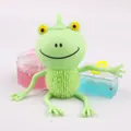 Cute large green cartoon frog squeeze toy for stress relief with soft textured spiky body - 16*7cm In Stock / Light Green