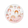 Pink boho rainbow themed disposable paper plates for birthday party, 10pcs, 7 inch - Pink Rainbow / 7 Inch Plates 10PCS