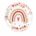 Roze boho regenboog papieren borden 9 inch voor verjaardagsfeestje decor, set van 10 - Roze Regenboog / 9 Inch Borden 10 stuks