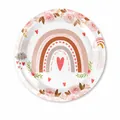 Pink boho rainbow themed 9-inch disposable paper plates for birthday party, 10pcs set - Pink Rainbow / 9 Inch Plates 10PCS