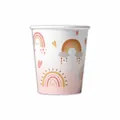 Roze boho regenboog papieren bekers 10st 9oz voor feest - Roze Regenboog / Papieren Bekers 10 Stuks